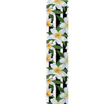 Plumeria Flower Striped Pattern Print Table Runner