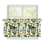 Plumeria Flower Striped Pattern Print Tier Curtains