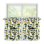 Plumeria Flower Striped Pattern Print Tier Curtains