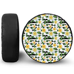 Plumeria Flower Striped Pattern Print Tire Cover