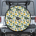 Plumeria Flower Striped Pattern Print Tire Cover With Camera Hole