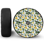 Plumeria Flower Striped Pattern Print Tire Cover With Camera Hole