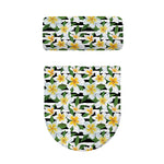 Plumeria Flower Striped Pattern Print Toilet Lid And Tank Cover Set