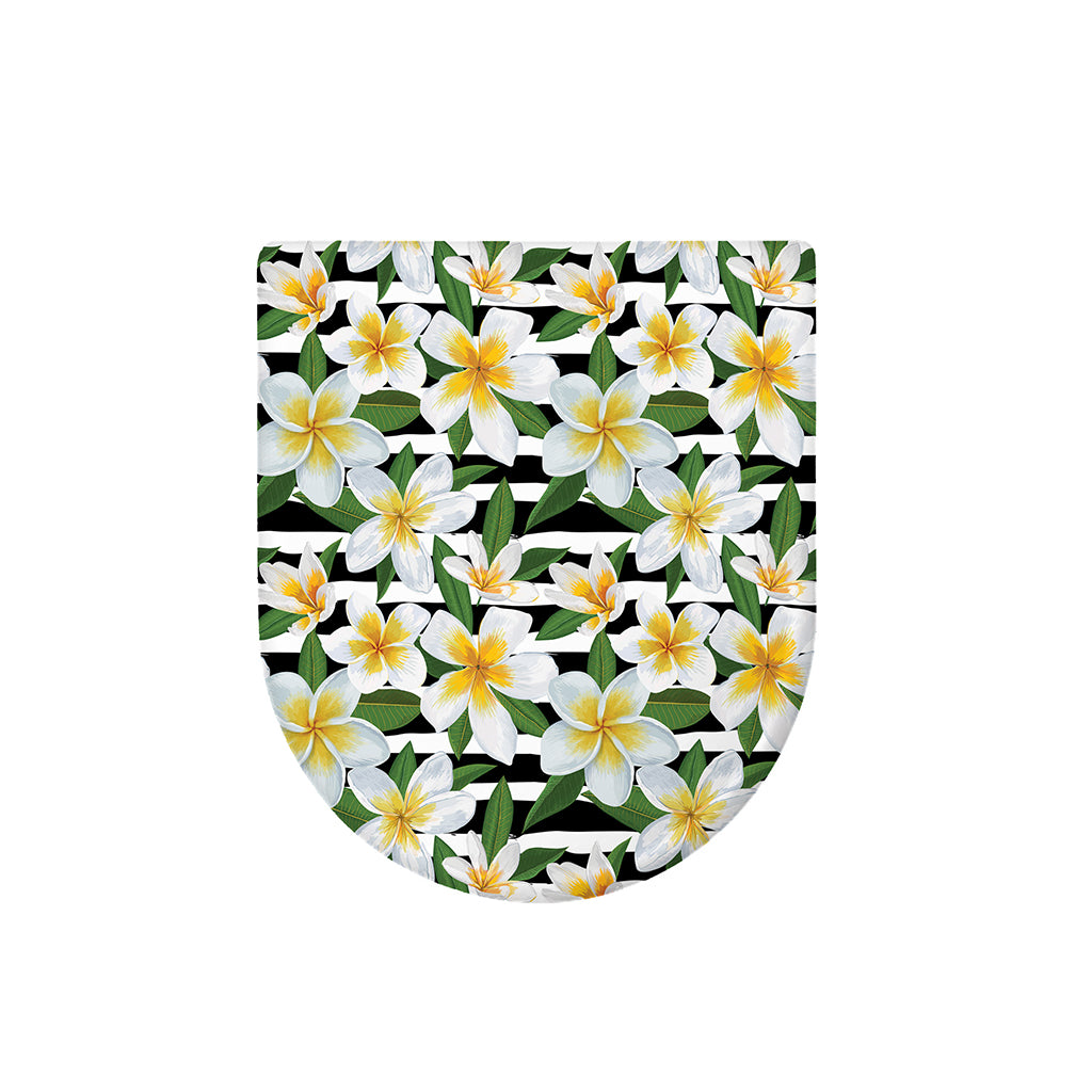Plumeria Flower Striped Pattern Print Toilet Lid Cover