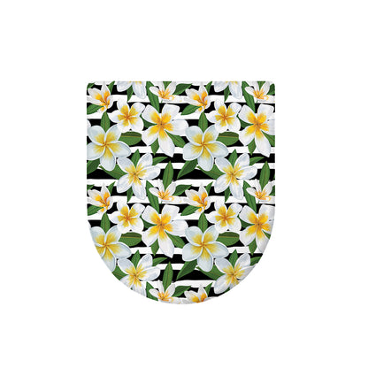 Plumeria Flower Striped Pattern Print Toilet Lid Cover