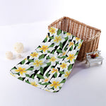 Plumeria Flower Striped Pattern Print Towel