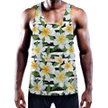 Plumeria Flower Striped Pattern Print Men's Workout Tank Top