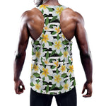 Plumeria Flower Striped Pattern Print Training Tank Top