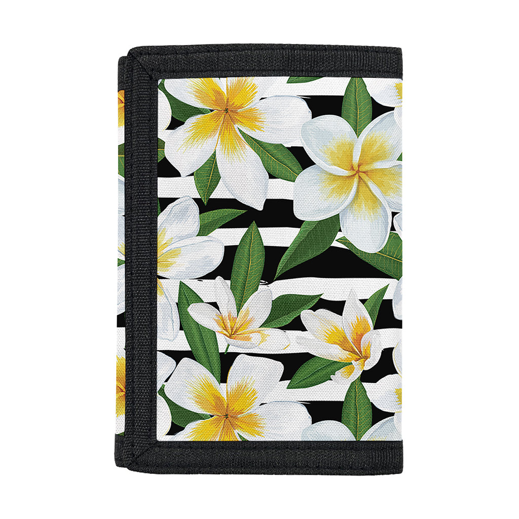 Plumeria Flower Striped Pattern Print Trifold Wallet