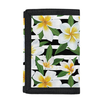 Plumeria Flower Striped Pattern Print Trifold Wallet