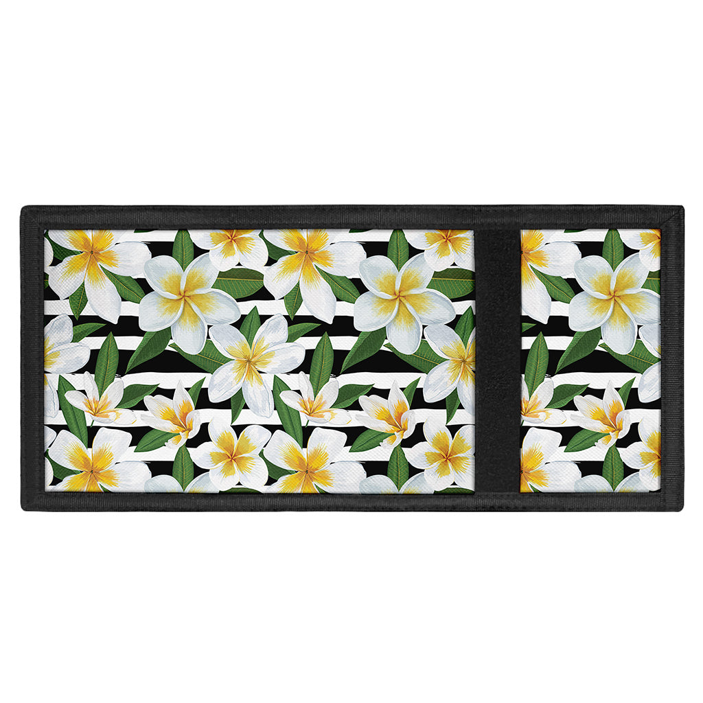 Plumeria Flower Striped Pattern Print Trifold Wallet