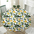 Plumeria Flower Striped Pattern Print Waterproof Round Tablecloth