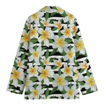 Plumeria Flower Striped Pattern Print Women's Blazer