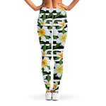 Plumeria Flower Striped Pattern Print Women's Leggings