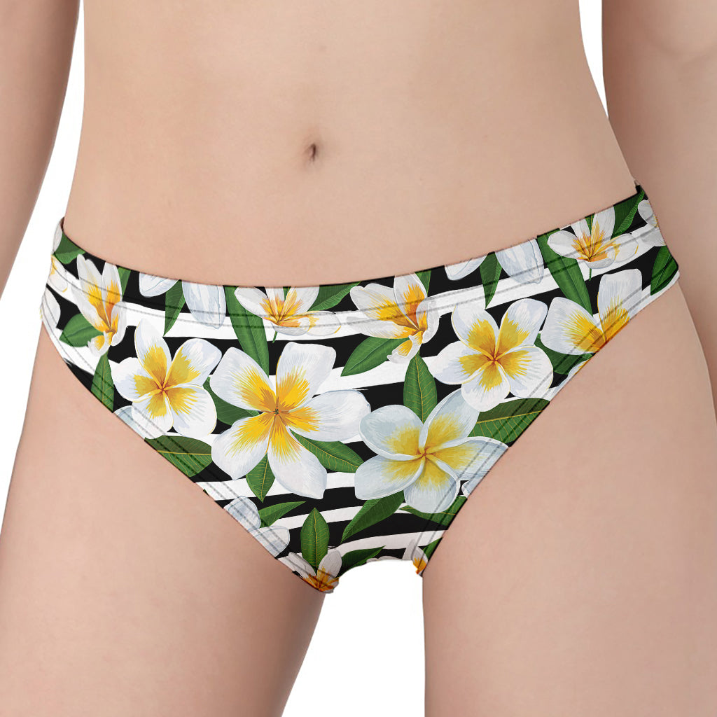 Plumeria Flower Striped Pattern Print Women's Panties