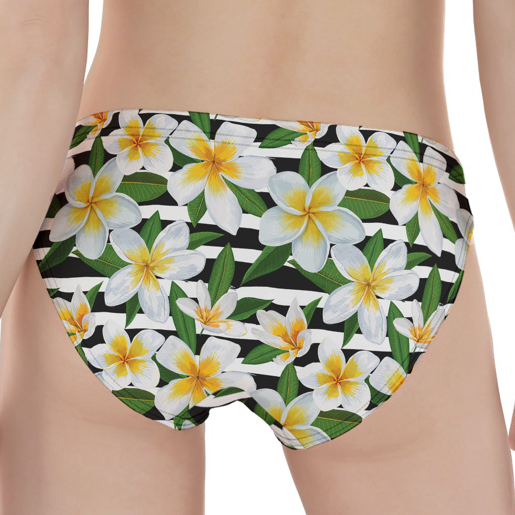 Plumeria Flower Striped Pattern Print Women's Panties