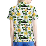 Plumeria Flower Striped Pattern Print Women's Polo Shirt