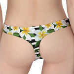 Plumeria Flower Striped Pattern Print Women's Thong