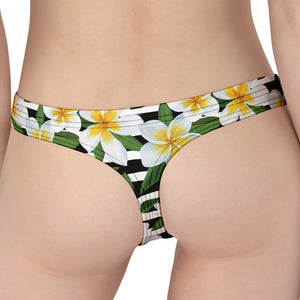 Plumeria Flower Striped Pattern Print Women's Thong