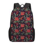 Poinsettia Flower Pattern Print 17 Inch Backpack