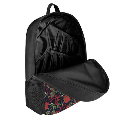 Poinsettia Flower Pattern Print 17 Inch Backpack