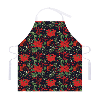 Poinsettia Flower Pattern Print Adjustable Apron