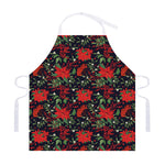 Poinsettia Flower Pattern Print Adjustable Apron