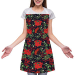 Poinsettia Flower Pattern Print Adjustable Apron