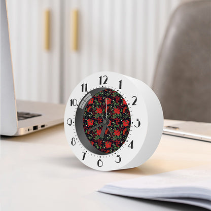 Poinsettia Flower Pattern Print Alarm Clock