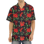 Poinsettia Flower Pattern Print Aloha Shirt