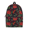 Poinsettia Flower Pattern Print School Backpack