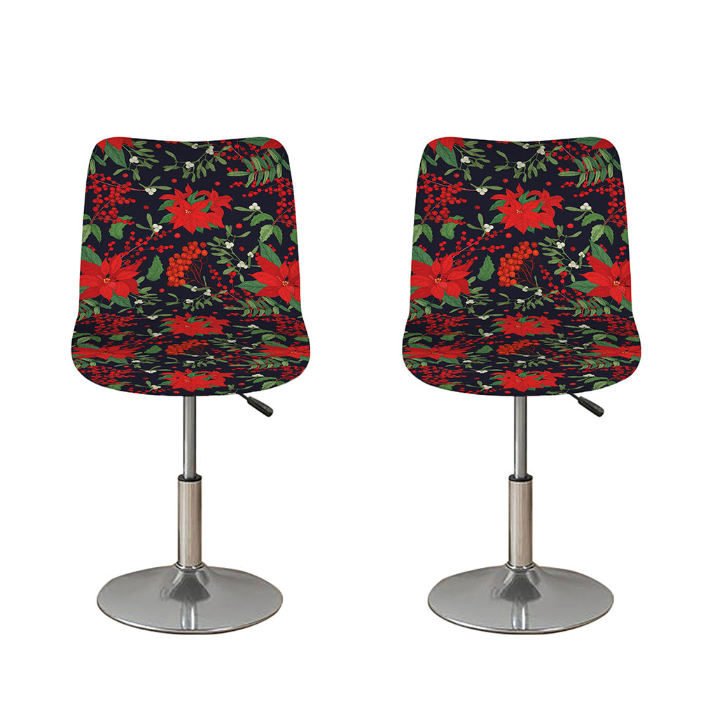 Poinsettia Flower Pattern Print Bar Stool Covers