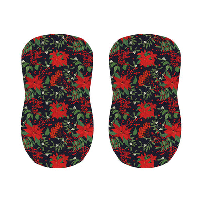 Poinsettia Flower Pattern Print Bar Stool Covers
