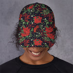 Poinsettia Flower Pattern Print Baseball Cap