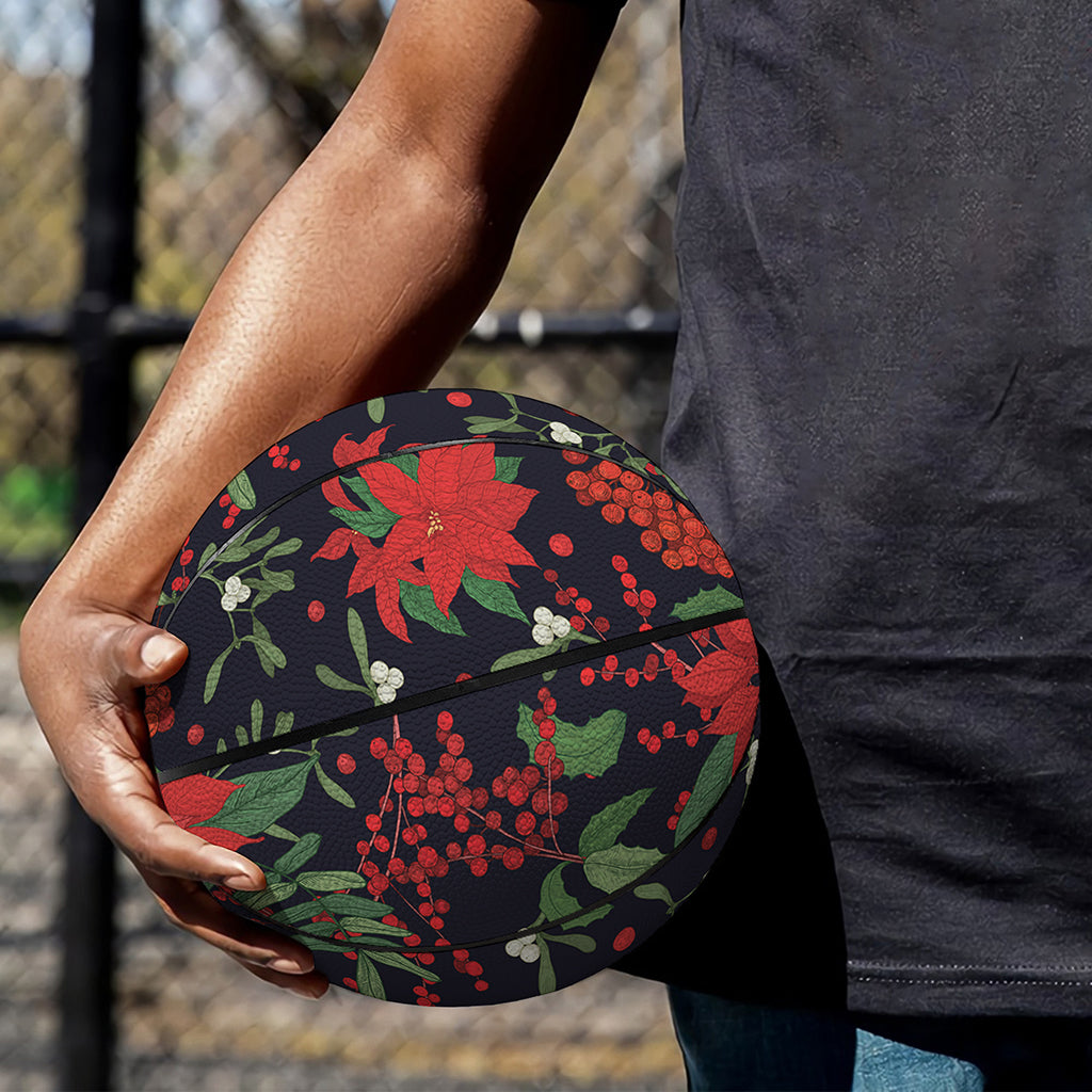 Poinsettia Flower Pattern Print Basketball