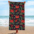 Poinsettia Flower Pattern Print Beach Towel