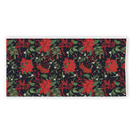 Poinsettia Flower Pattern Print Beach Towel