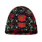 Poinsettia Flower Pattern Print Beanie