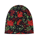 Poinsettia Flower Pattern Print Beanie