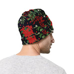 Poinsettia Flower Pattern Print Beanie