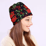 Poinsettia Flower Pattern Print Beanie