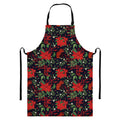 Poinsettia Flower Pattern Print Bib Apron With Pocket