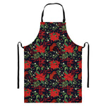 Poinsettia Flower Pattern Print Bib Apron With Pocket