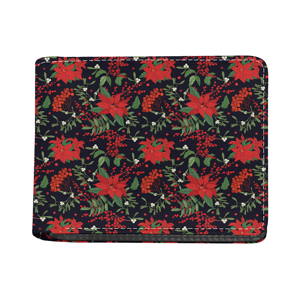 Poinsettia Flower Pattern Print Bifold Wallet