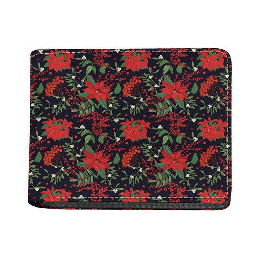 Poinsettia Flower Pattern Print Bifold Wallet