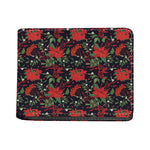 Poinsettia Flower Pattern Print Bifold Wallet