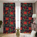 Poinsettia Flower Pattern Print Dimout Pencil Pleat Curtains