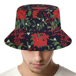 Poinsettia Flower Pattern Print Bucket Hat