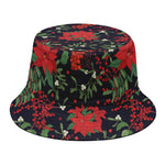 Poinsettia Flower Pattern Print Bucket Hat