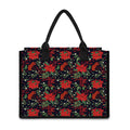 Poinsettia Flower Pattern Print Canvas Tote Bag